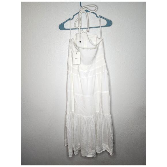 A.L.C. Adelle Dress Halter Tiered Smocked Maxi in White Ivory Shirred Voile Day - Picture 4 of 12